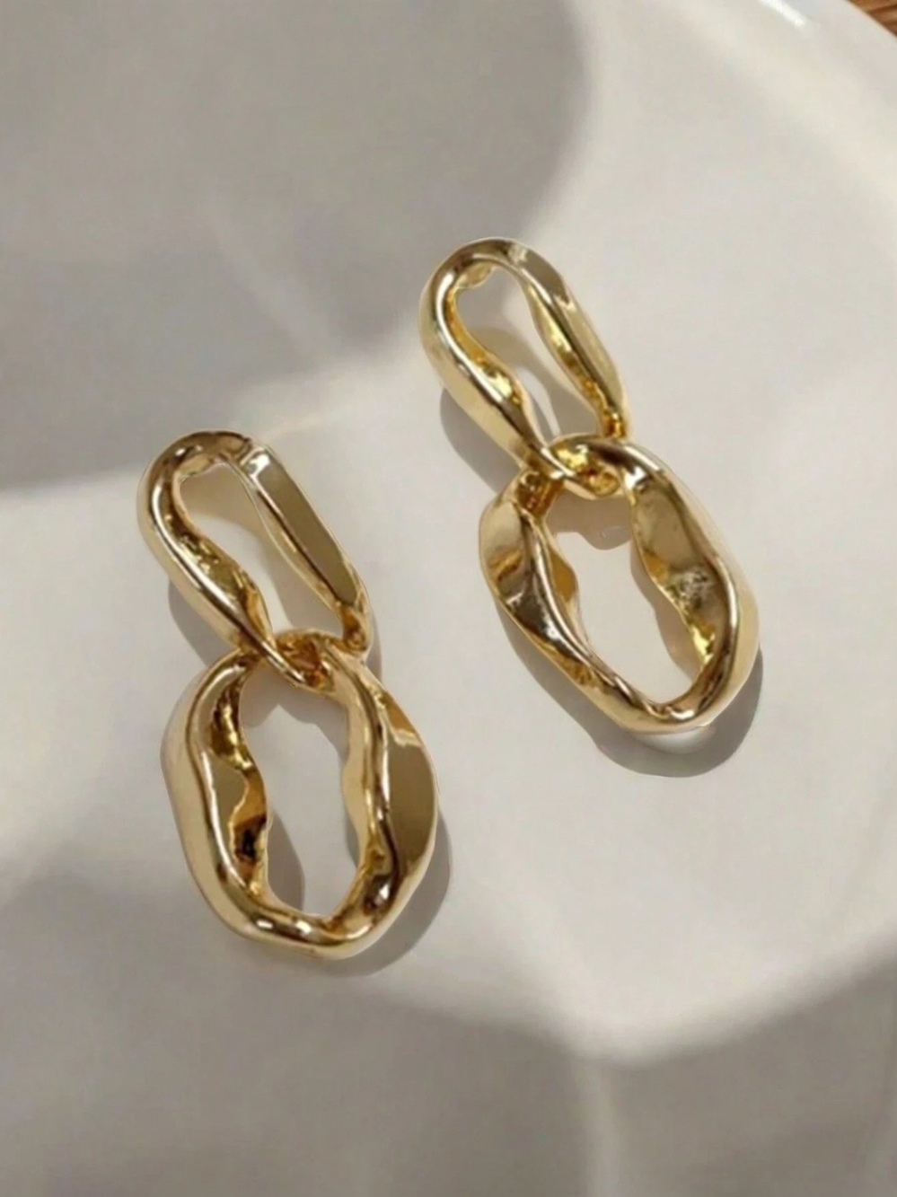 Gold Link Drop Earrings - Women Jewelry